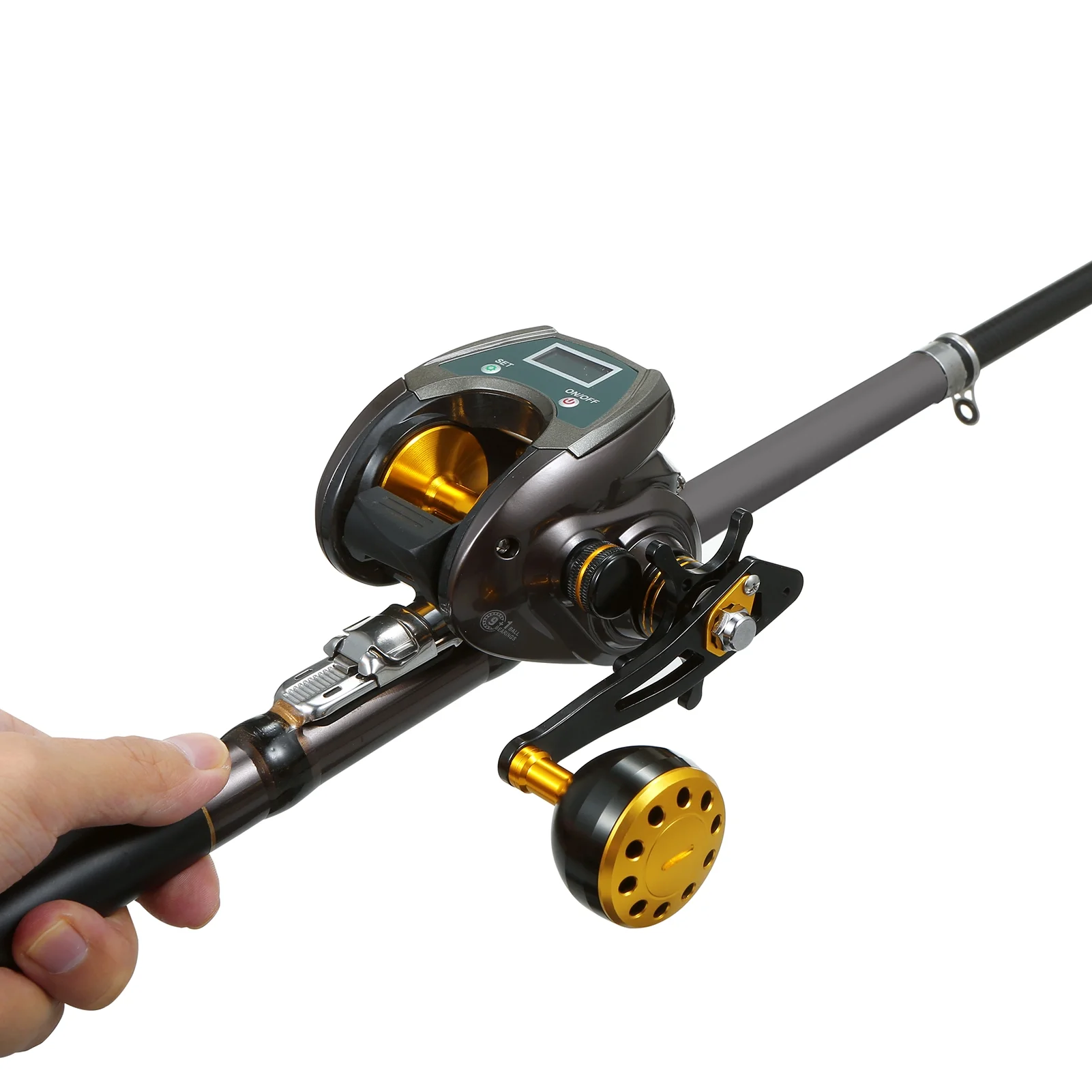 EXBERT USB Rechargeable Carbon Fiber Baitcasting Reel 9+1BB Fishing Reel with Display High Speed 6.4: 1 Gear Ratio Magnetic Brake System Baitcaster Reel For Right Hand