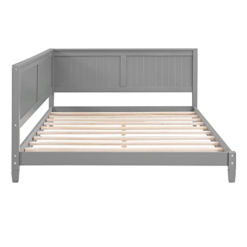 Harper & Bright Designs Full Daybed Frame, Full Size Platform Bed with Slat Support, Sturdy Wood Full Sofa Bed for Living Room, Bedroom, No Box Spring Needed (Full, White)