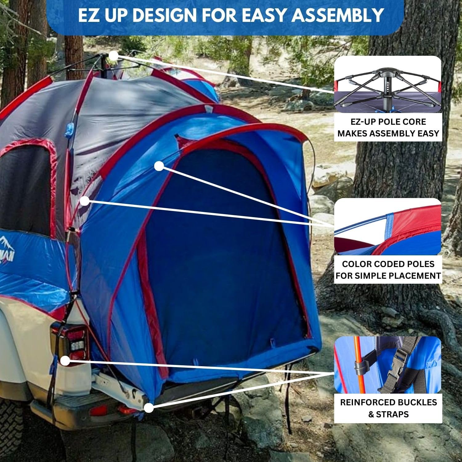 Pittman Outdoors EZ-UP Truck Bed Tent - Ultimate Truck Bed Tent System for Outdoor and Camping Enthusiasts