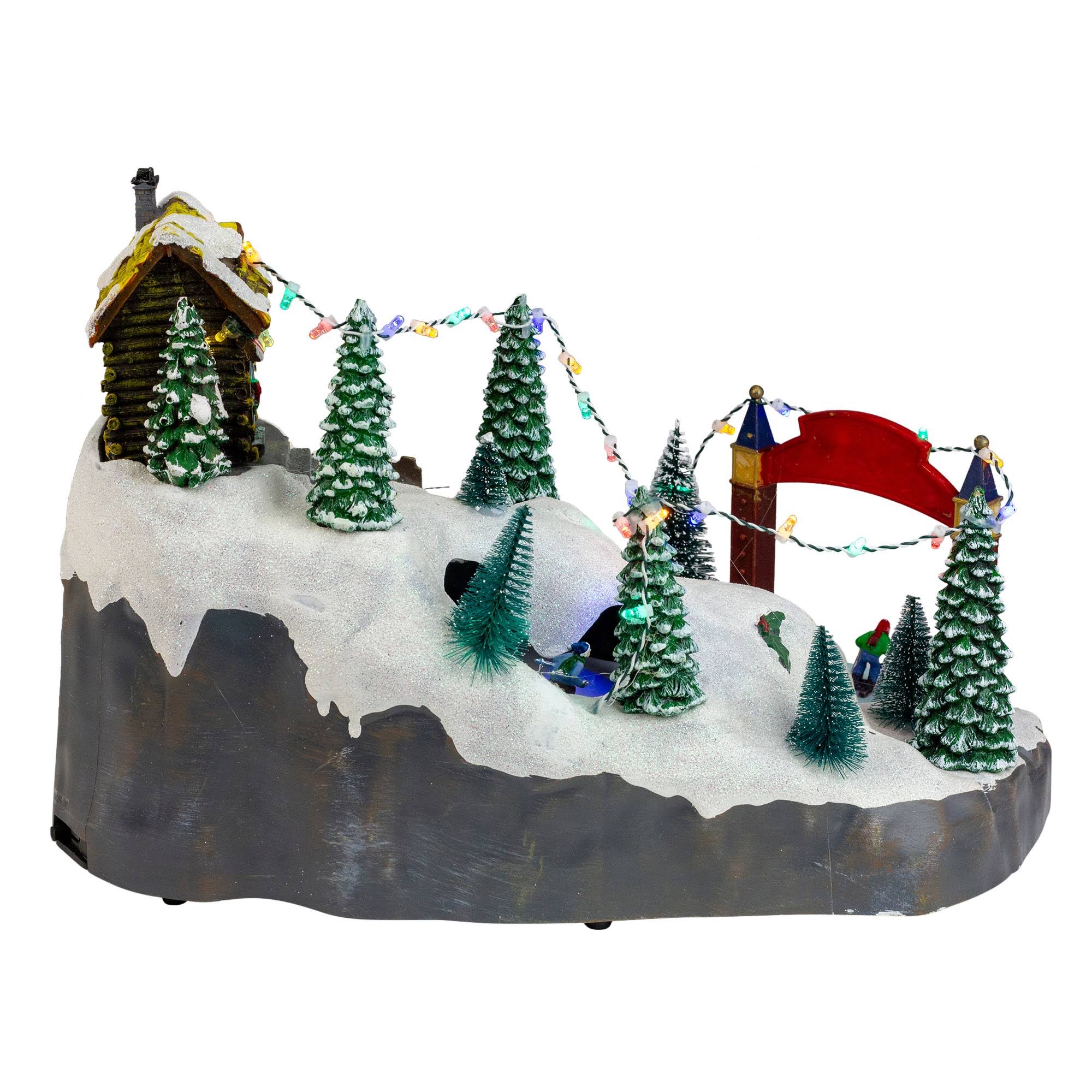 Northlight 15x22 White Scene with 3 Turning Skiers Animated LED Christmas Tabletop Decor