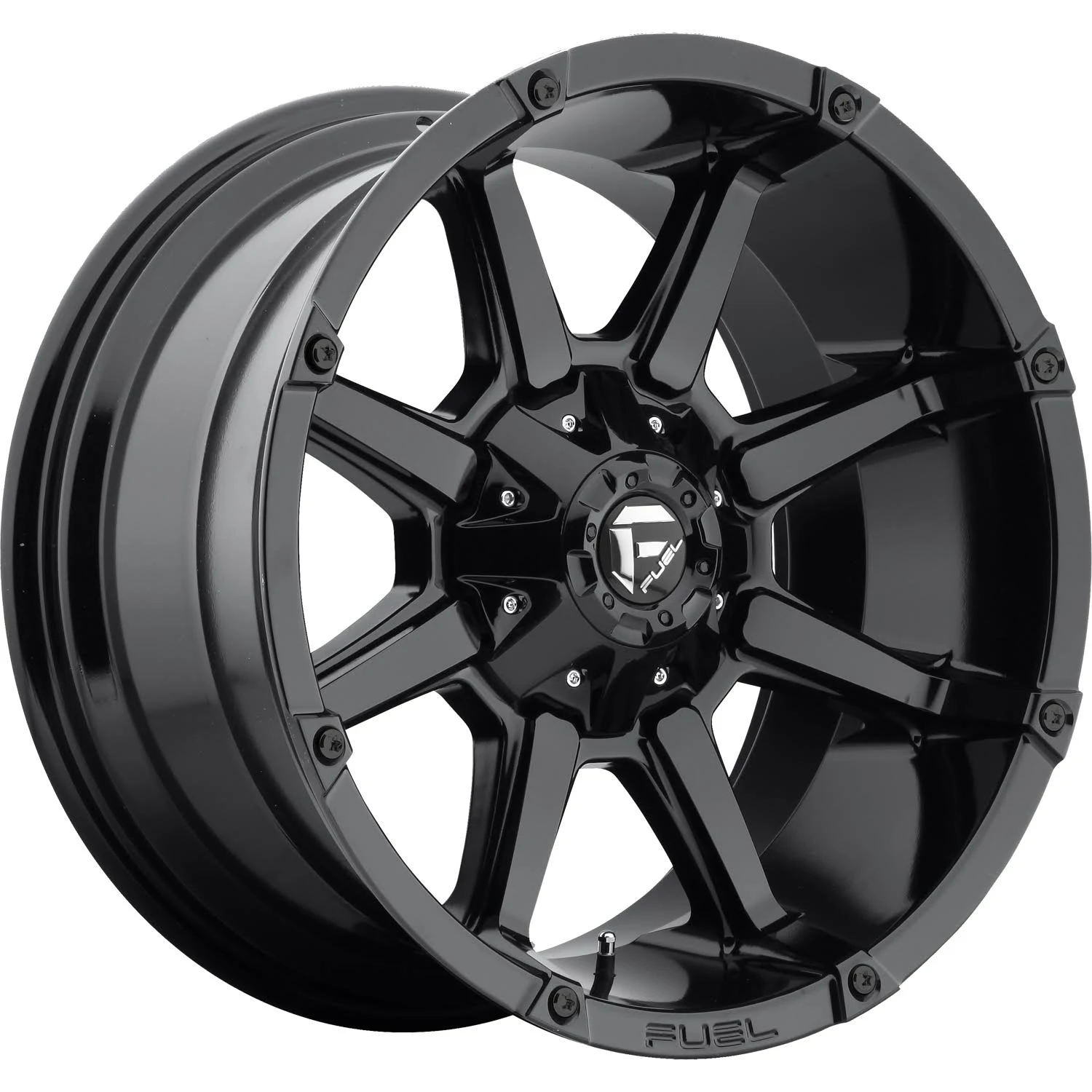 20x10 Gloss Black Wheel Fuel Coupler D575 8x180 -12