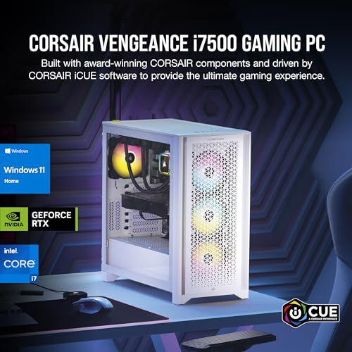 Corsair Vengeance i7500 Series Gaming PC - Liquid Cooled Intel Core i5 14600KF CPU - NVIDIA GeForce RTX 4060 Ti GPU - 32GB Vengeance RGB DDR5 Memory - 1TB M.2 SSD - Black
