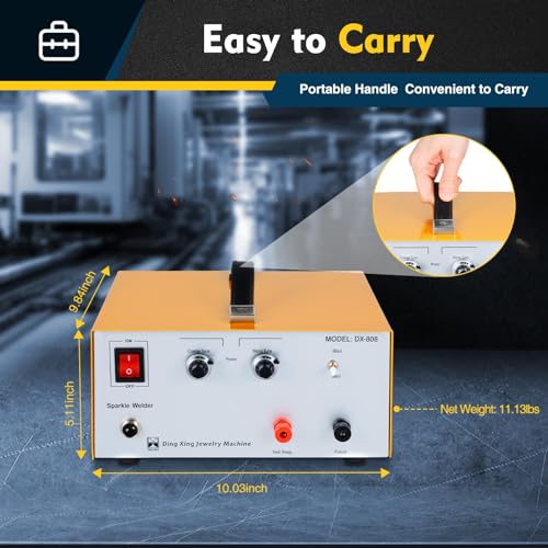 80A Pulse Spot Welder, 110V Jewelry Spot Welder, Gold Silver Jewelry Spot Welding Machine, Electric Soldering Machine With Foot Pedal, for Gold Silver Steel Jewelry Welding (Yellow)