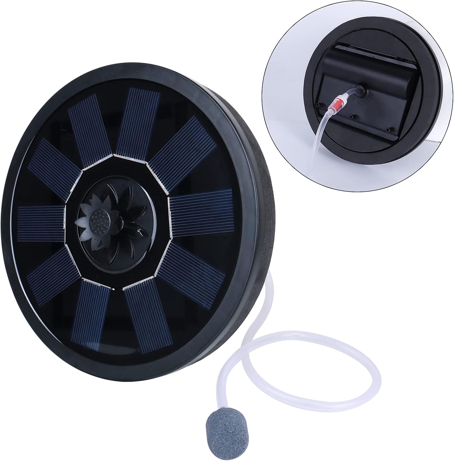 Solar Pond Aerator Oxygen Pump-Solar Air Pump with Air Hose and Bubble Stone Pool Fish Tank Oxygenator for Gardening Water Circulation, Small Pond Landscape Decoration