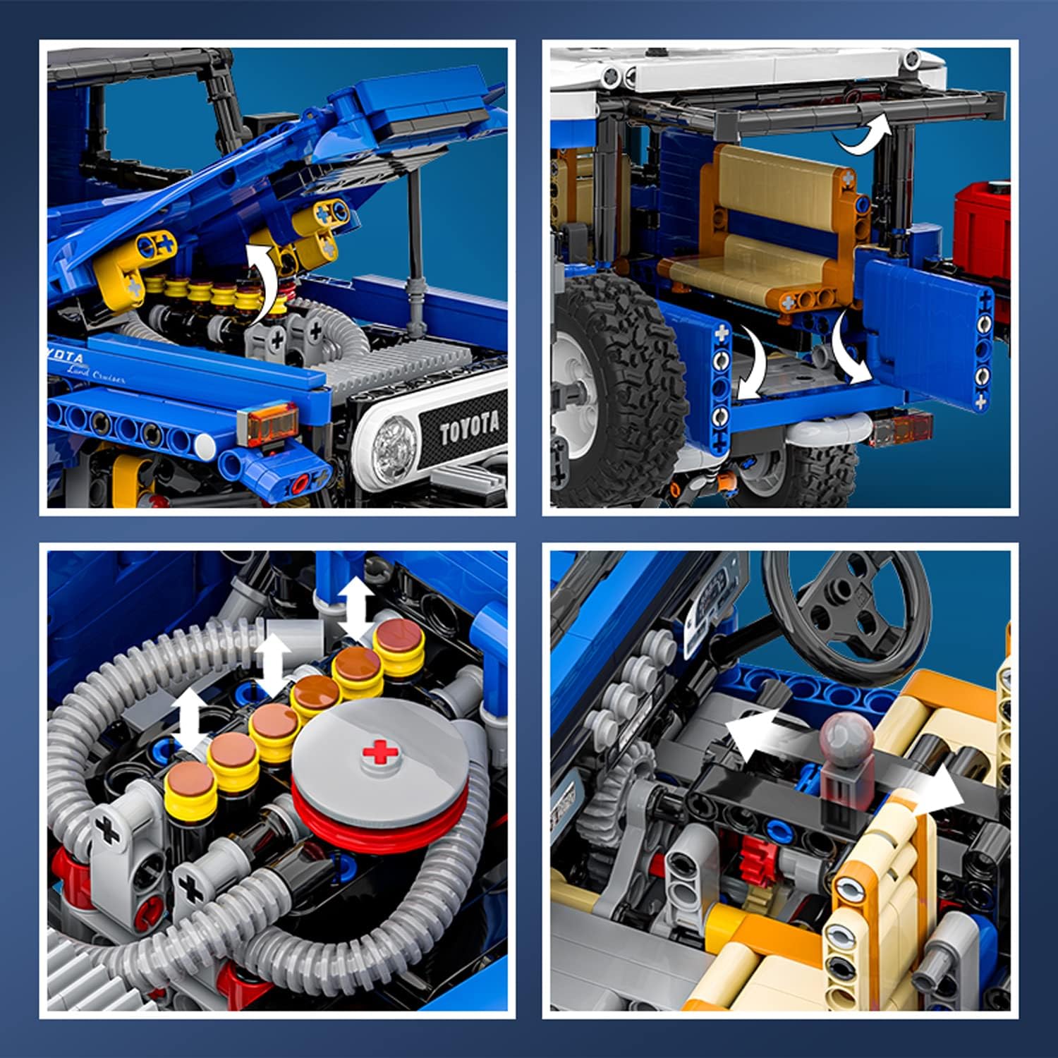 MINEBRICKS Technic Toyota FJ40 Building Set, 1:12 Scale Classic Model Car Kit Gift for Teens and Adult, High-Performance Remote and APP Controlled Toy Vehicles (2101 Pieces)