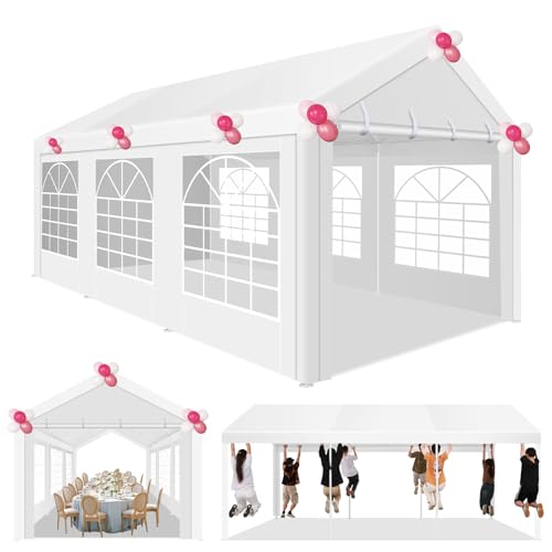 COBIZI 20x40 Party Tent Heavy Duty, Galvanized Wedding Tent, Event Shelter for Parties, Outdoor with Removable Sidewall & Built-in Sandbag, Carpas para Fiestas, Large Canopy, Waterproof, White