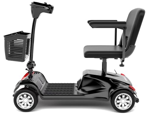 Folding Mobility Scooter for Seniors 4 Wheel Scooter for Adults Electric Medical Scooter Compact for Travel - Electric Powered Wheelchair Device - Compact Heavy Duty Mobile (red)