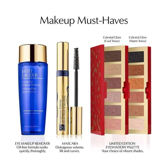 Estee Lauder Blockbuster Celestial GLOW Warm in Holiday Makeup Skincare Set 11 Full-Size Favorites + More For the Price of One Full-Size Advanced Night Repair
