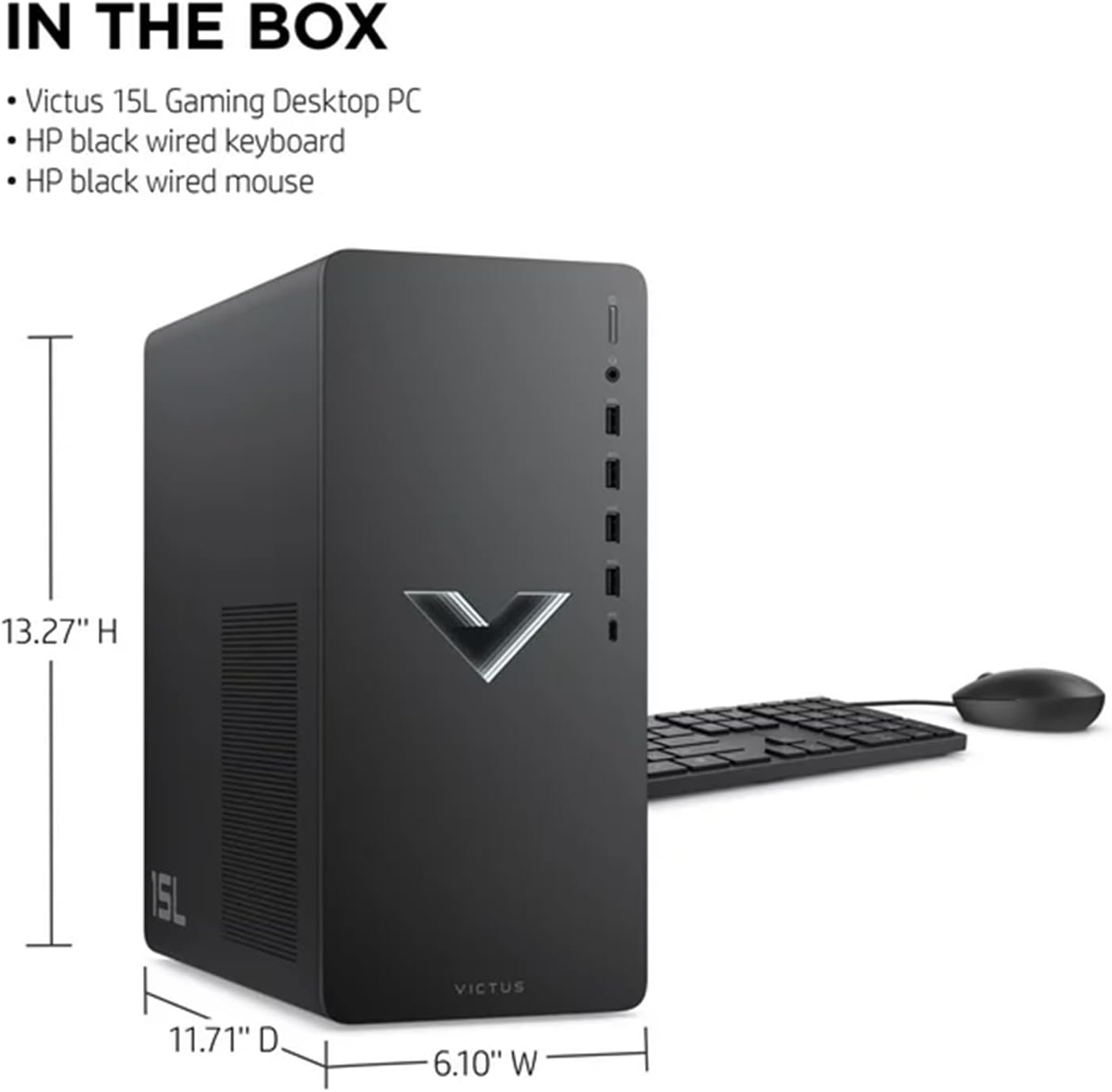 HP Victus Gaming Tower Desktop, AMD Ryzen 5 5600G (beat i5-12400), AMD Radeon RX 6400, 16GB RAM, 512GB SSD, Wi-Fi, RJ-45, HDMI, Display Port, Windows 11 Home, Wired KB & Mouse, Black