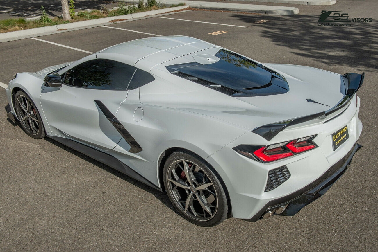 Replacement For 2020-Present Chevrolet Corvette C8 Models | Z51 Style Rear Trunk Lid Wing Spoiler Add-On Wickers Pair (ABS Plastic - Painted Carbon Flash Metallic)