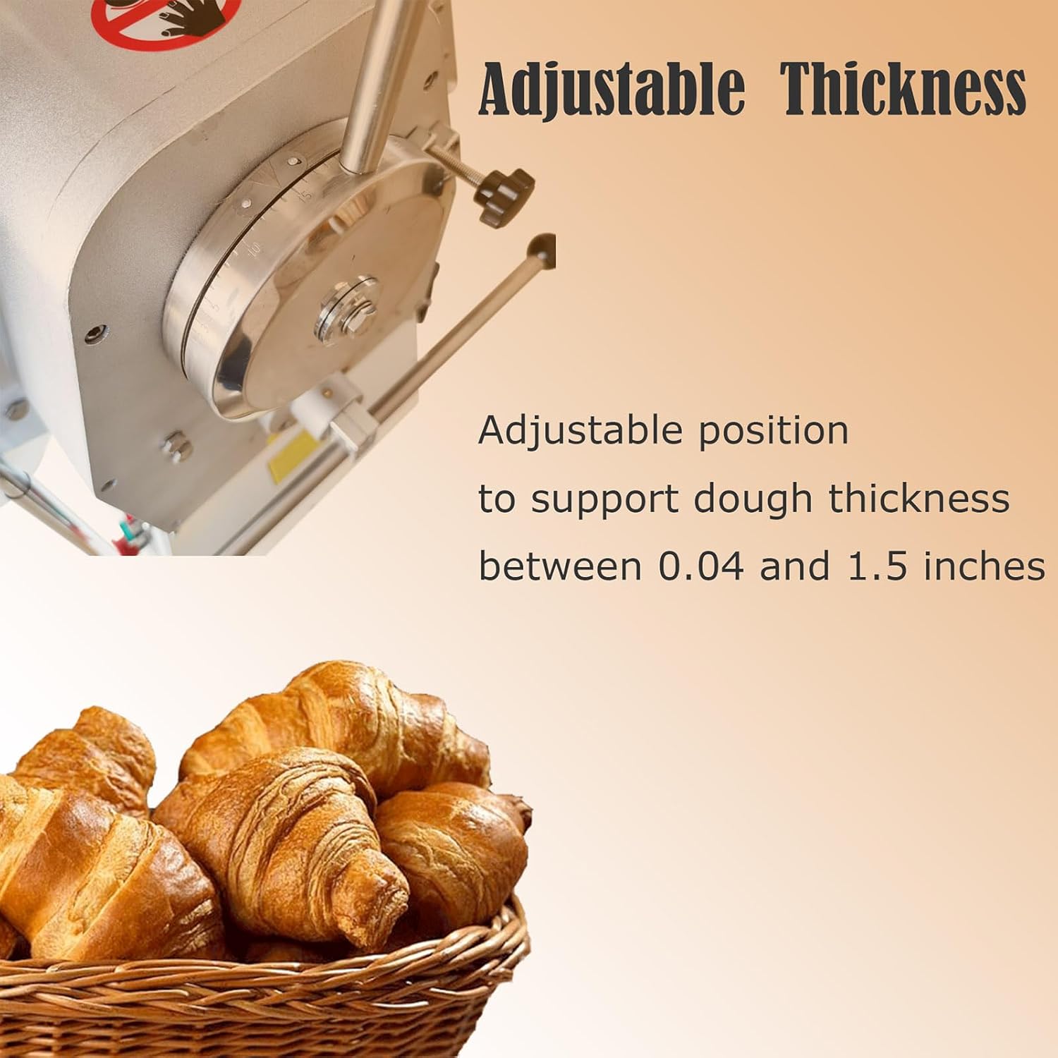 Commercial Dough Sheeter Machine Reversible Dough Roller Sheeter Press Machine 0.06''-1.4'' Thickness Puff Pastry Pie Crust Croissant Crisping Folding Sheeter 20in Belt for Bakery 220V