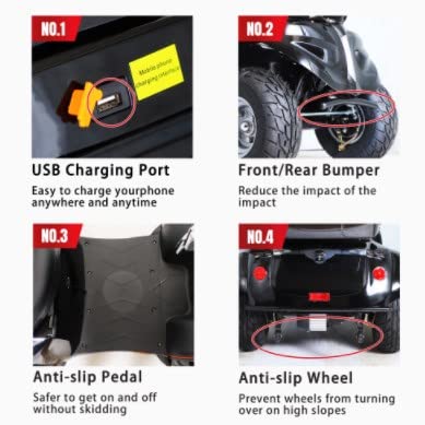 4 Wheels 3-Speed Electric Mobility,Mobility Recreational Travel Scooter with 1000w high powermobility Scooters for Adults,for Seniors and Adults (black)