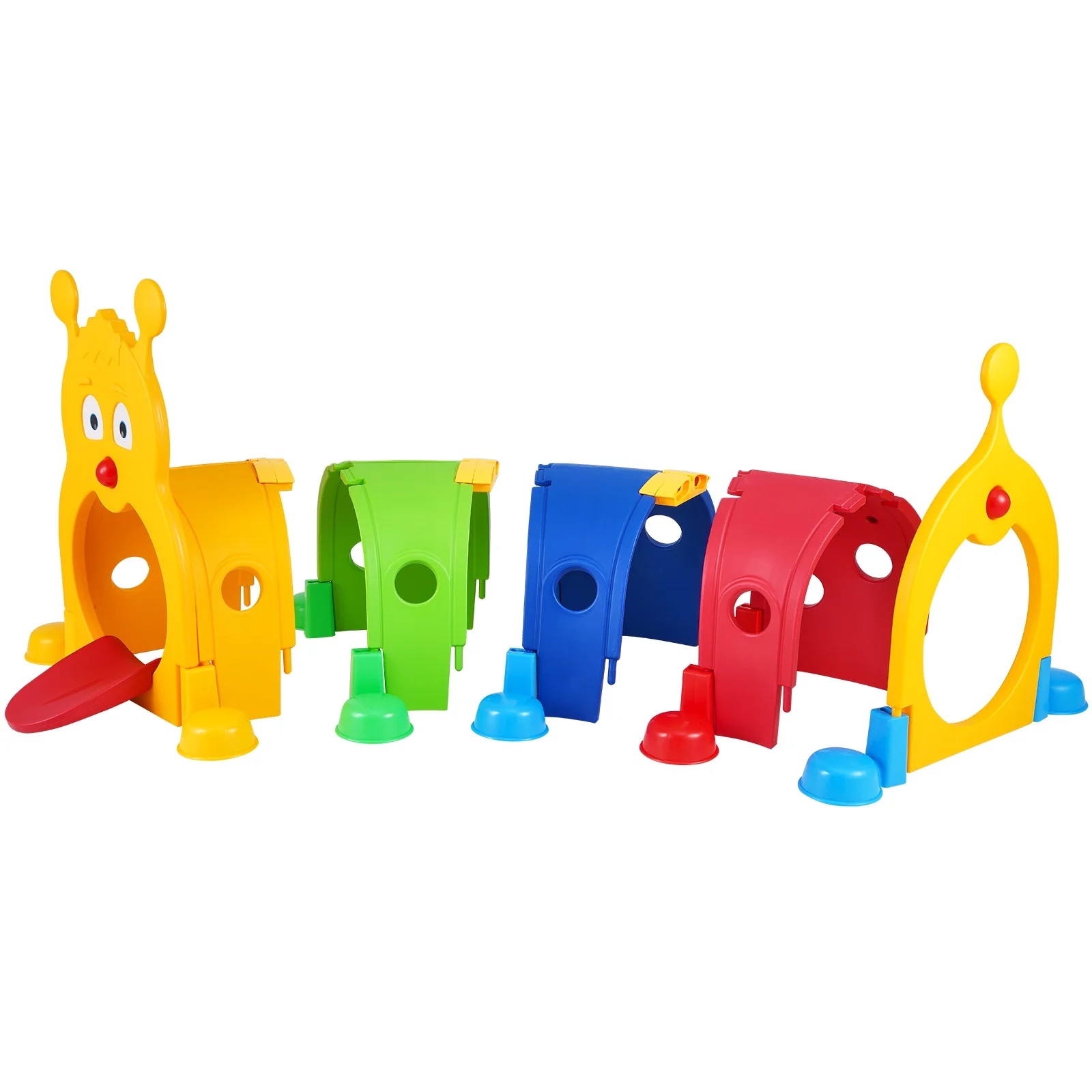 SKYSHALO 4 Sections Caterpillar Kids Toy Pop-up Crawl Tunnel for Toddlers or Pet