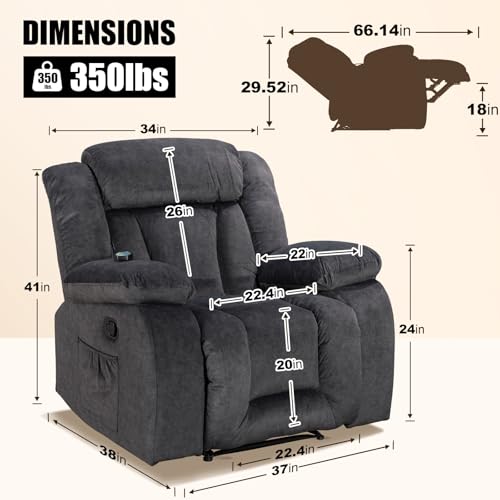 Recliner Chair, Oversized Rocker Recliners with 360 Degree Swivel Function, Multifunctional Recliner for Living Room Lazy Boy, Soft and Comfortable Modern Recliner (JoJo,Khaki)