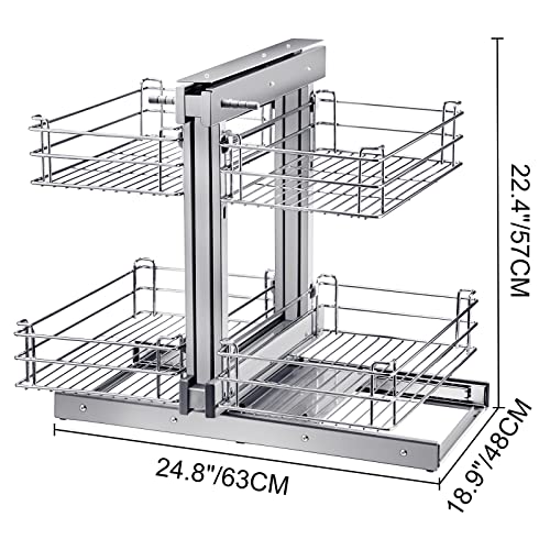 VEVOR Swing Left Blind Corner Cabinet Pull Out for 36 inch Cabinet, 2 Tier Tray Kitchen Soft Close Cloud Organizer Right Handed Open