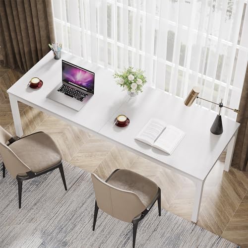 Tribesigns 2-Person Home Office Desk, 78.7" Extra Long Computer Desk, Double Workstation for Home Office, Work Desk for Two People (Light Walnut)