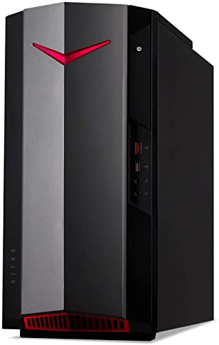 acer Nitro Gaming Desktop, 2023, Intel Core i5-12400F 6-Core 4.4GHz, NVIDIA GeForce GTX 1650 4GB GDDR6, 16GB DDR4, 512GB SSD, Windows 10 Home, Wi-Fi 6E, Bluetooth 5, 1xHDMI, 1xDP, 7xUSB, Black