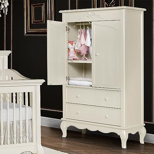 Evolur Aurora Armoire, 40x20.25x68 Inch (Pack of 1), Ivory Lace