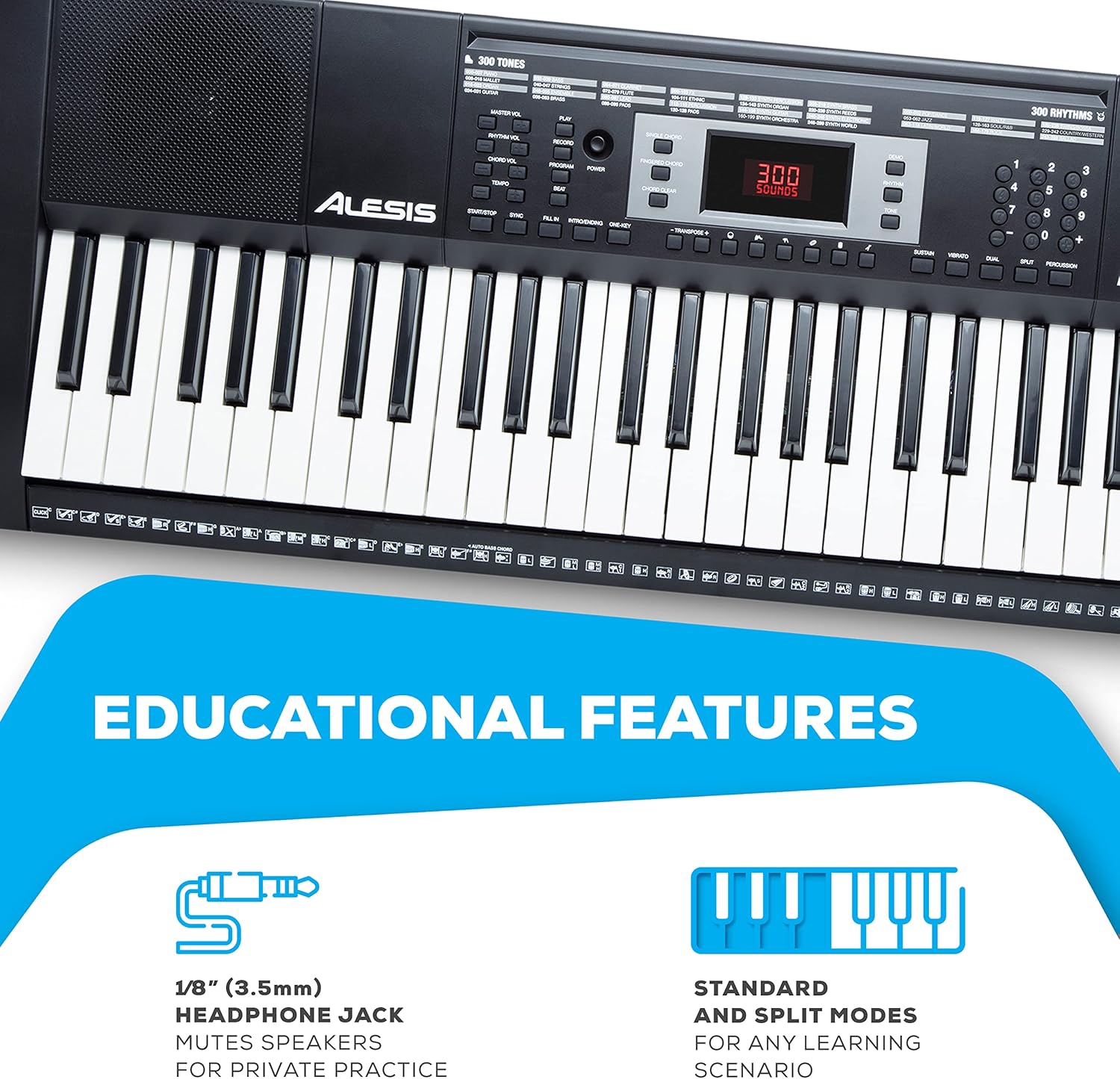 Alesis Melody 61 Key Keyboard Piano with 300 Sounds, Speakers, Digital Piano Stand, Bench, Headphones, Microphone, Music Lessons and Demo Songs