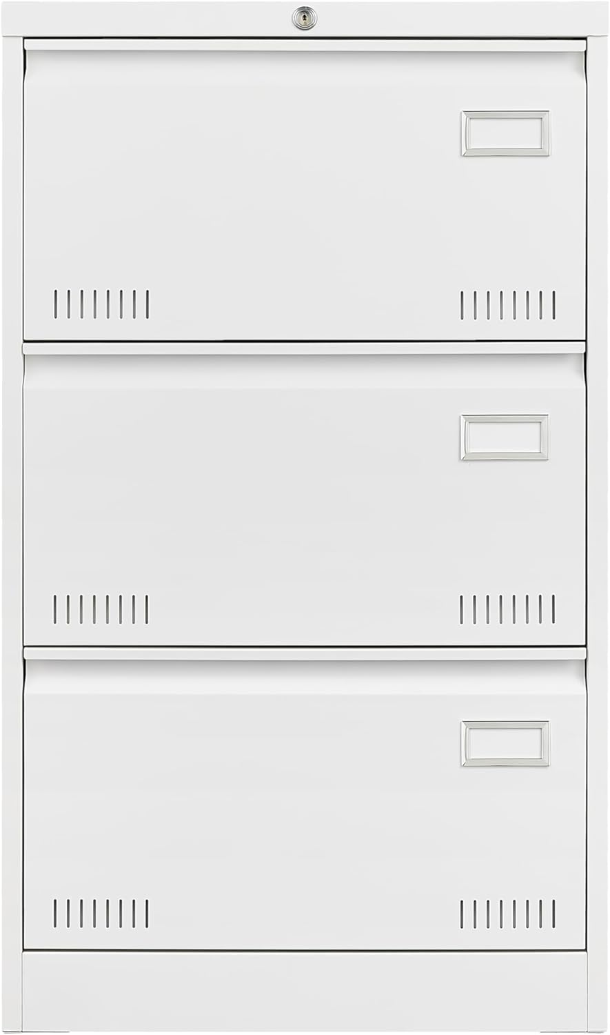 File Cabinet,Locking 3-Drawer Metal Lateral File Cabinet for Home Office, Legal/Letter/A4 Size Files, Assembly Required (3 Drawers, White)