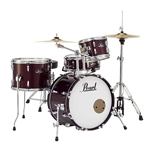 Pearl Roadshow Drum Set 4-Piece Complete Kit with Cymbals and Stands, Charcoal Metallic (RS584C/C706)