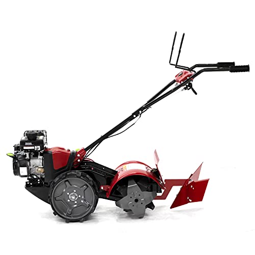 EARTHQUAKE Victory Rear Tine Tiller, Powerful 209cc 4-Cycle Viper Engine, Rugged Bronze Gear Transmission, Counter-Rotating Tines, Instant Reverse, Pneumatic Wheels, Model: 39381, Red/Black