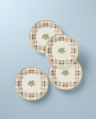 Lenox Holiday Plaid 12-Piece Dinnerware Set, 11.07, Red & Green