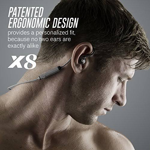 Mee Audio X8 Secure-Fit Stereo Bluetooth Wireless Sports in-Ear Headphones (Black)