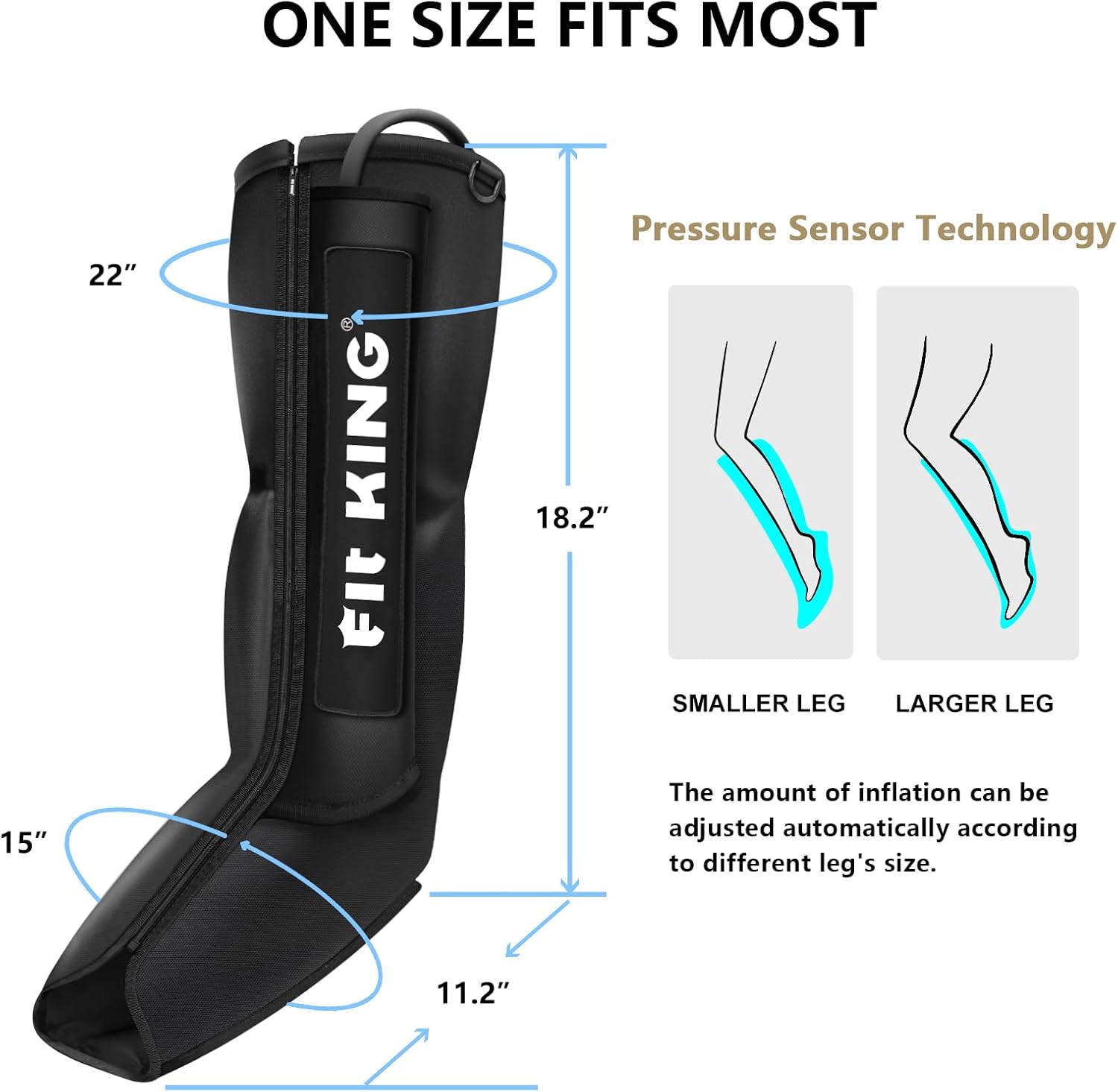 FIT KING Leg Compression Boots Massager for Foot and Calf Recovery, Help for Blood Circulation, Muscle Relaxation, Relief Soreness and Pain, FSA or HSA Eligible (Foot+Calf)