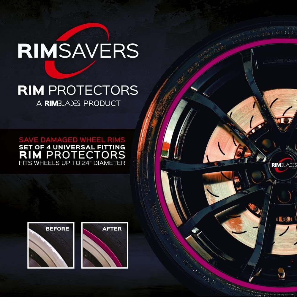 RimSavers RimBlades USA (Yellow) Wheel Rim Protectors Guard Alloy Wheel from Curb Rash – Set of 4 Rim Protectors Easy to Install