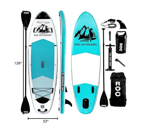Roc Inflatable Stand Up Paddle Boards with Premium SUP Paddle Board Accessories, Wide Stable Design, Non-Slip Comfort Deck for Youth & Adults