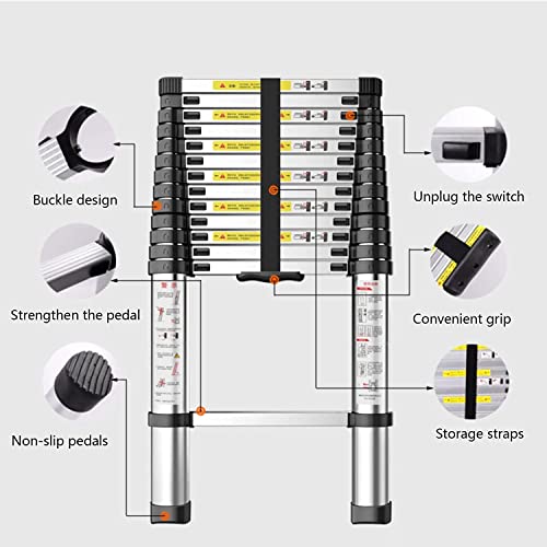 Ladders,Telesladder 2.3M Aluminum Telesladder Portable Loft Ladder Foldable Non-Slip Extendable for Outdoor Indoor Roof Work/19Ft/5.9M