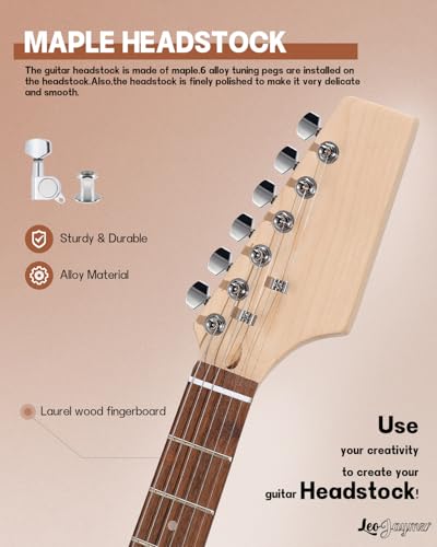 Leo Jaymz DIY Single Cut Electric Guitar Kits with Mahogany Body and Neck - Rosewood Fingerboard and All Components Included (LP Hollow)