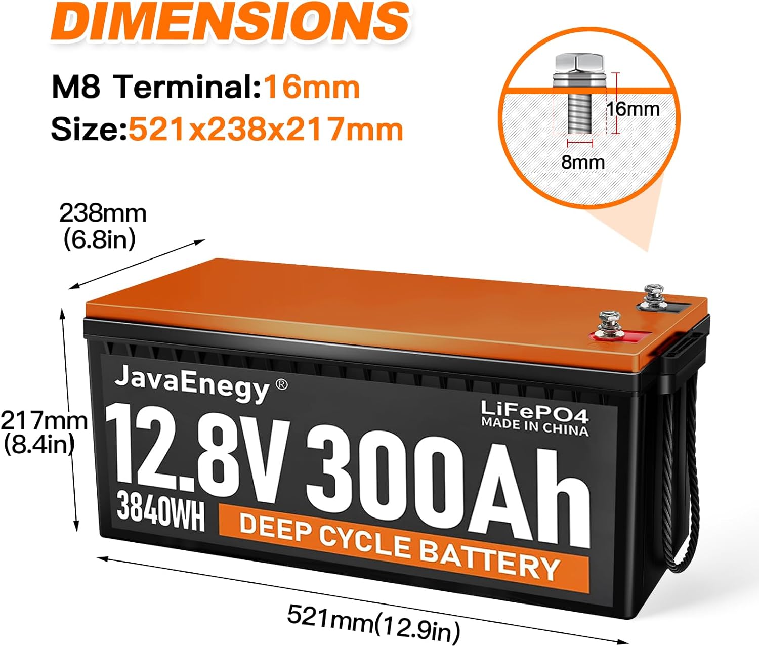 JAVA 12V 300Ah lifepo4 battery,12.8V Lithium battery rechargeable 8000+ deep cycle,3840wh output 3.84kwh energy,built-in 200A BMS 8000+ cycle,for traolling home storage ESS off-grid application