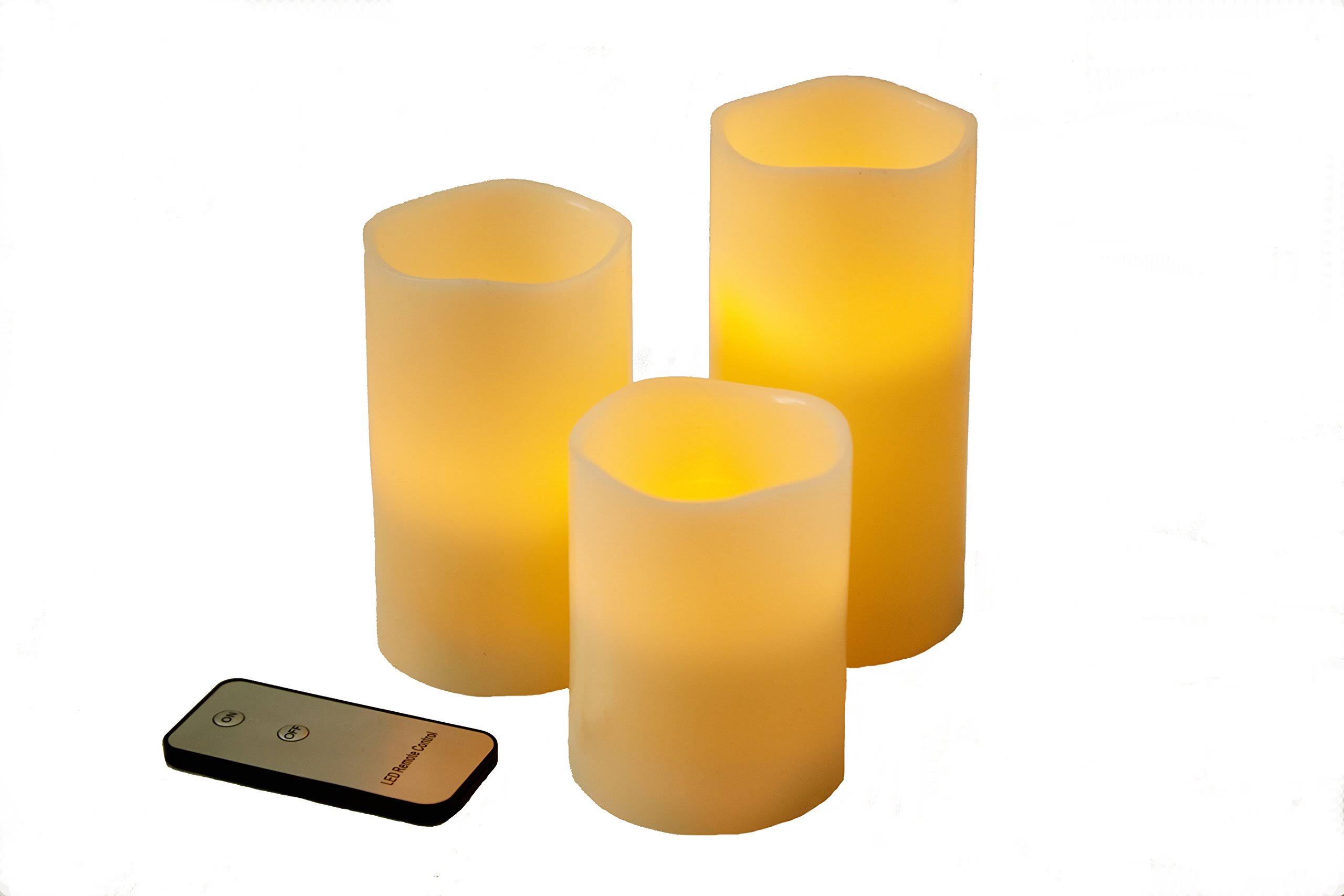 Best Realistic Flickering Real Wax Pillar Candles - Flameless Battery Operated LED Candles with Remote - Perfect Long Lasting SE