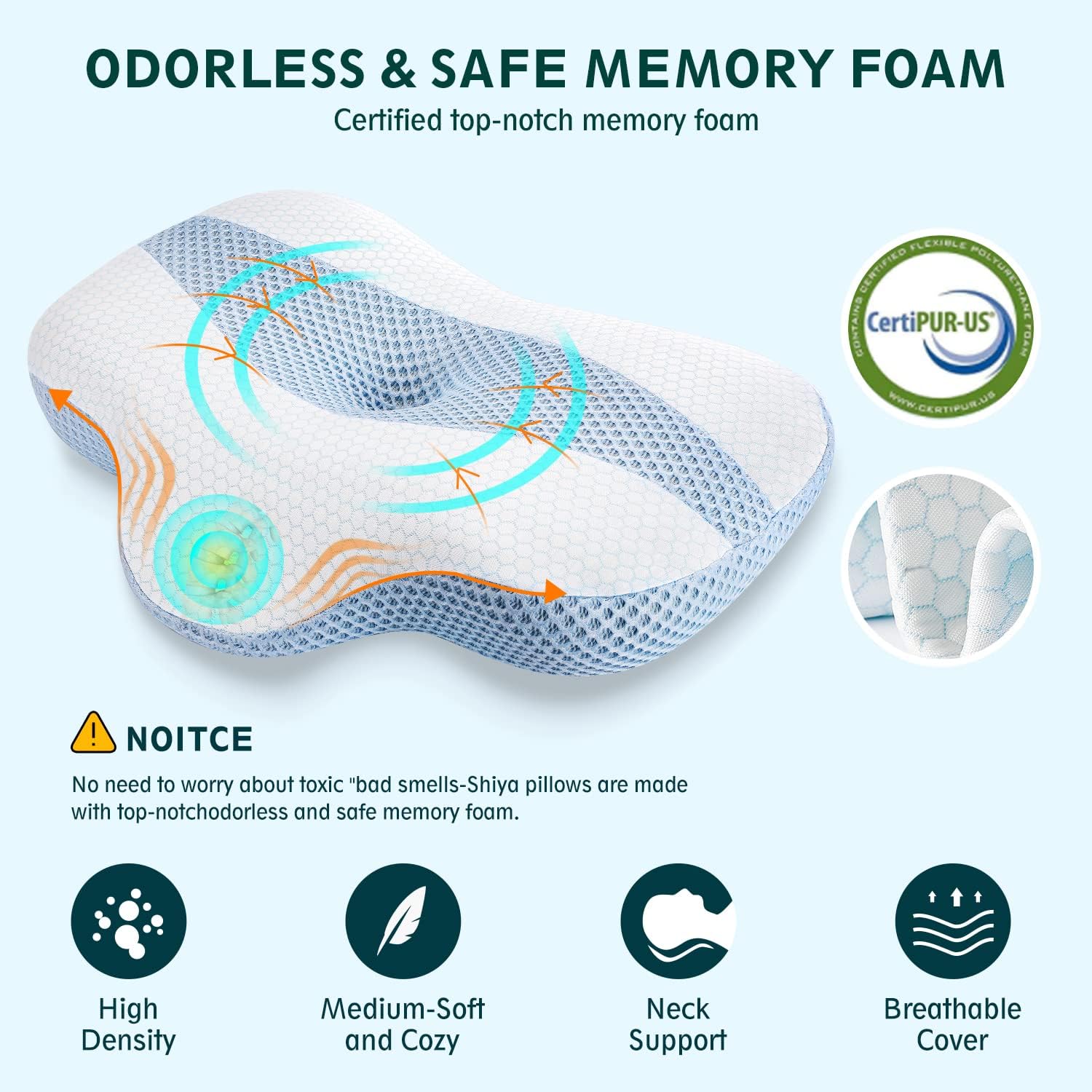 Cervical Memory Foam Pillow, Neck Support Pillow ​for Neck and Shoulder Pain Relief, Ergonomic Contour Neck Pillow for Sleeping, Back and Stomach Sleepers