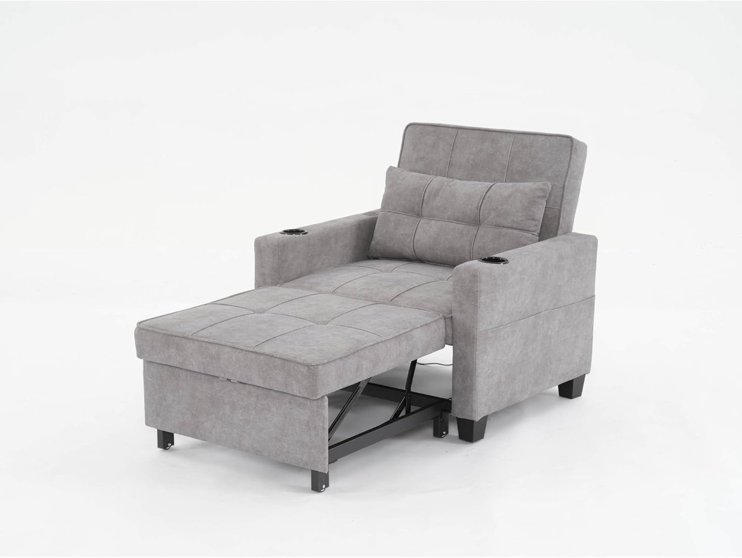 Futon Chair Bed Convertible Chair 3-in-1 Pull Out Sleeper Chair Beds with USB Ports,Wear-resistant and Anti-scratch, Armchair Bed Sleeper for Living Room (Light Grey Scratch Cloth)