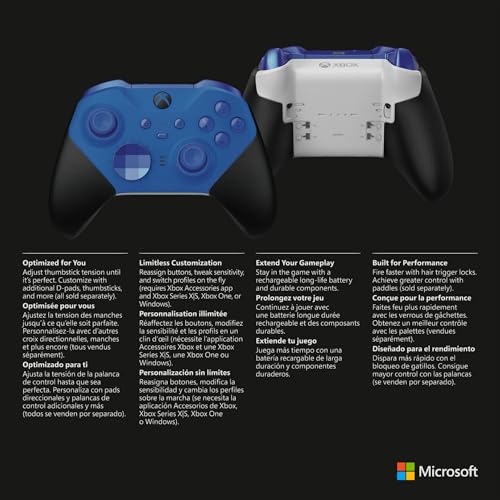 Xbox Elite Series 2 Core Wireless Gaming Controller – Blue Series X|S, One, Windows PC, Android, and iOS