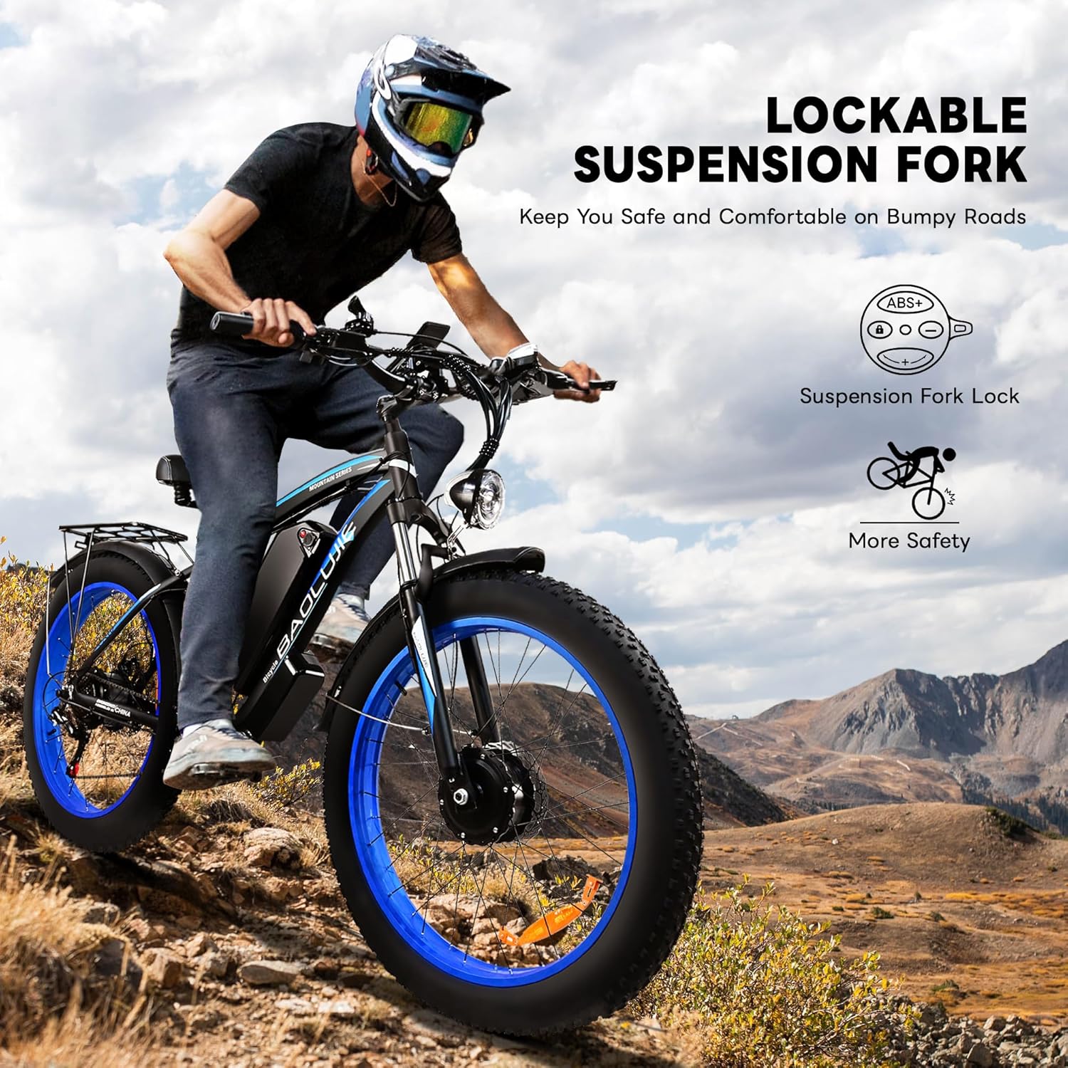 2000W Electric Bike with 20Ah Removable Battery 26"×4.0Fat Tire Ebike for Adults35MPH 80Miles Electric Bicycles with Shi-Mano 21 Speed Lockable Front Suspension Hydraulic Disc Brake