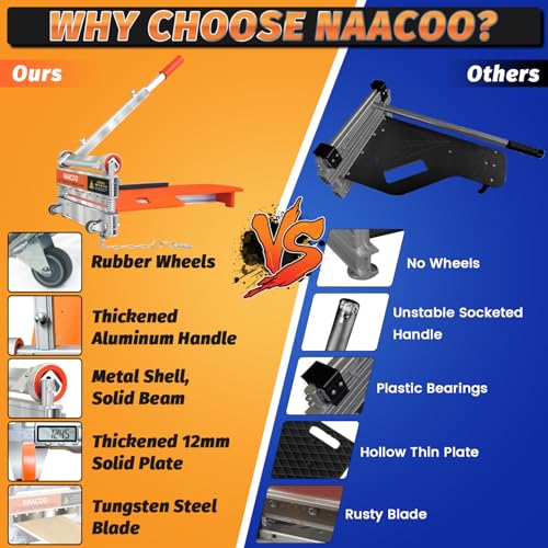 Heavy Duty Laminate/Vinyl Floor Cutter, NAACOO 13” Vinyl Plank Cutter with Wheel – Just 1 Step Meet Angle&Length Cutting, Flooring Tools - Cuts Laminate Floor, Engineer Wood, LVP/T, VCT, SPC, WPC