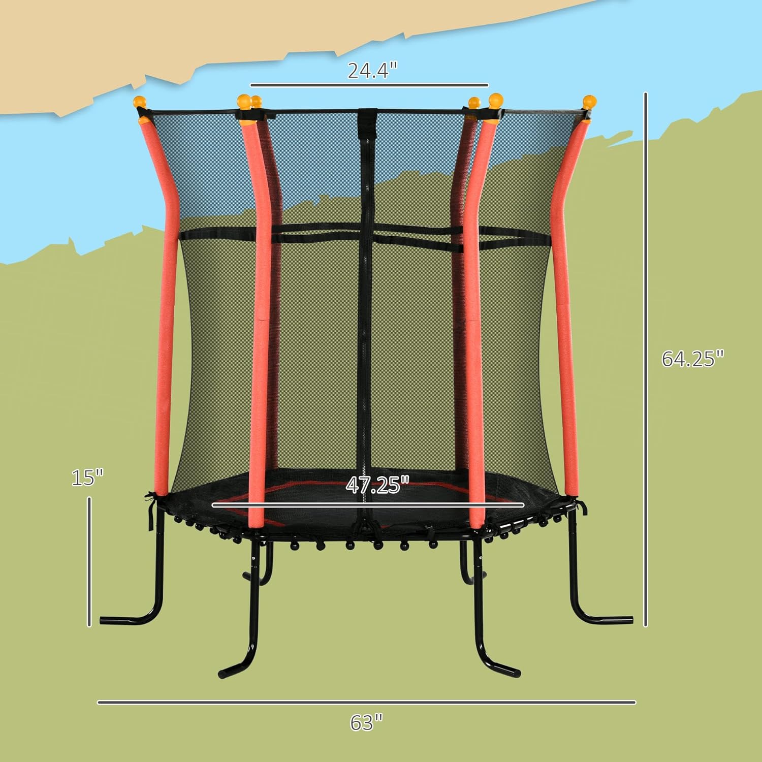 Trampoline For Kids With Net, Indoor/Outdoor Toddler Trampoline With Safety Enclosure, Birthday Gift For Boys And Girls 3-10 Years