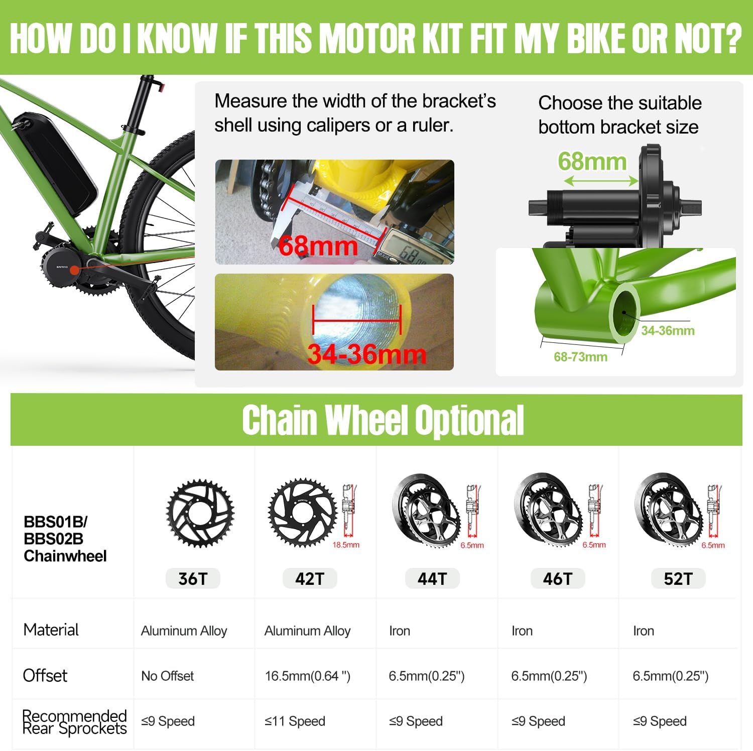 BAFANG 48V 750W BBS02B E-Bike Conversion Motor Kit DIY Electric Bike Kit with Display 800S(No Battery)