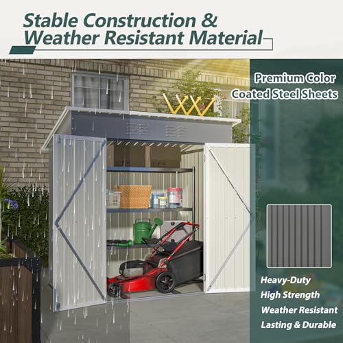 6x4 Ft Outdoor Storage Shed, Heavy-Duty All-Weather Tool Shed with Lockable Doors, Durable Resin Construction for, Patio & Backyard Organization Black