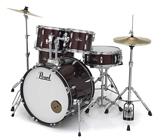 Pearl Roadshow Drum Set 4-Piece Complete Kit with Cymbals and Stands, Charcoal Metallic (RS584C/C706)