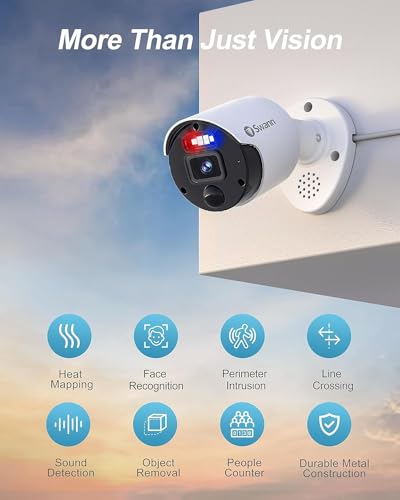 Swann 4K Security Camera System, 8 Channel 8 Cam, DVR with 2TB for 24/7 Home Surveillance, Indoor/Outdoor Wired 8MP Bullet Cameras, Color Night Vision, IP66,True Detect, Spotlights & Sirens