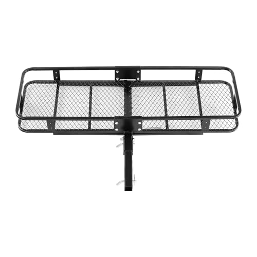 VEVOR 60x24x6 Folding Hitch Carrier - 500lb Capacity Cargo Basket & Waterproof Bag, Fits 2" Hitch Receiver for SUV, Truck, Pickup