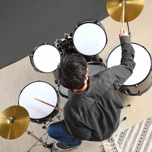 Best Choice Products 5-Piece Full Size Complete Adult Drum Set w/Cymbal Stands, Stool, Drum Pedal, Sticks, Floor Tom - Dark Blue Sparkle