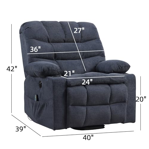 Phoenix Home Large Power Lift Recliner with Massage and Heat for Elderly, Heavy Duty & Safety Motion Reclining Mechanism, Ergonomic Electric Wider Chair with USB Port, 2 Hidden Cup Holders, Brown