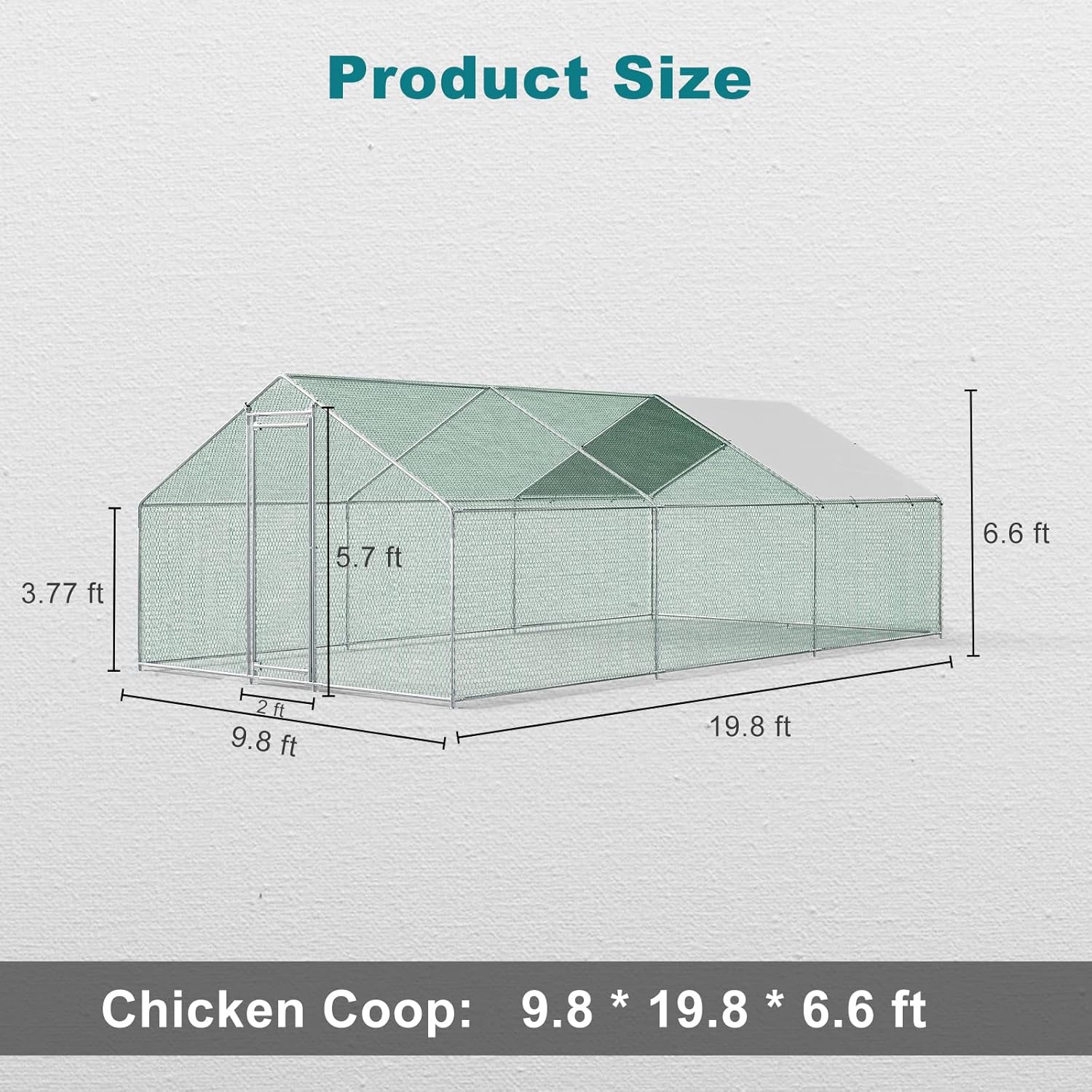 Oarlike Metal Chicken Coop for 20 Chickens Large Chicken Runs for Yard with Cover Galvanized Steel Chicken Pen Outdoor for Hen Duck Rabbits Goose Puppy Heavy Duty Walk-in Poultry Cage for Outside