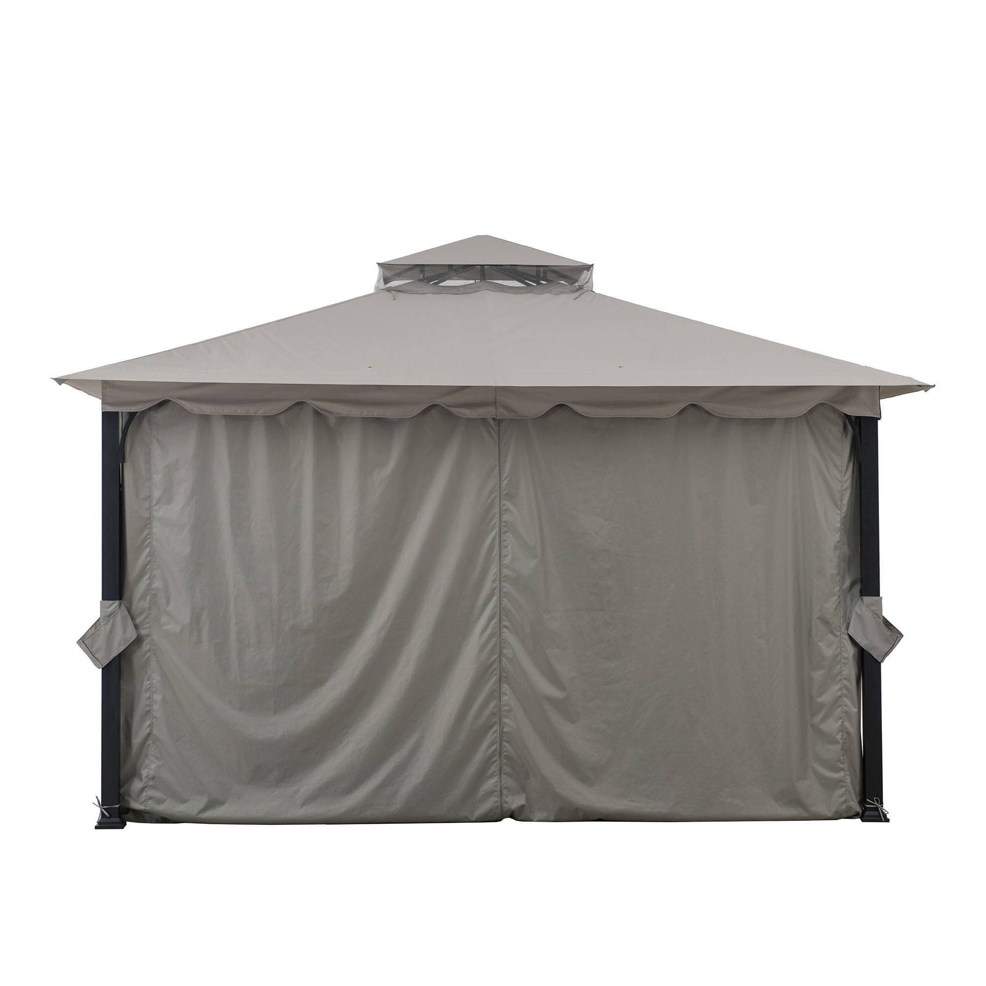 Sunjoy A101011400 Pindar 10x11 ft. Steel Gazebo with 2-Tier Hip Roof, Gray